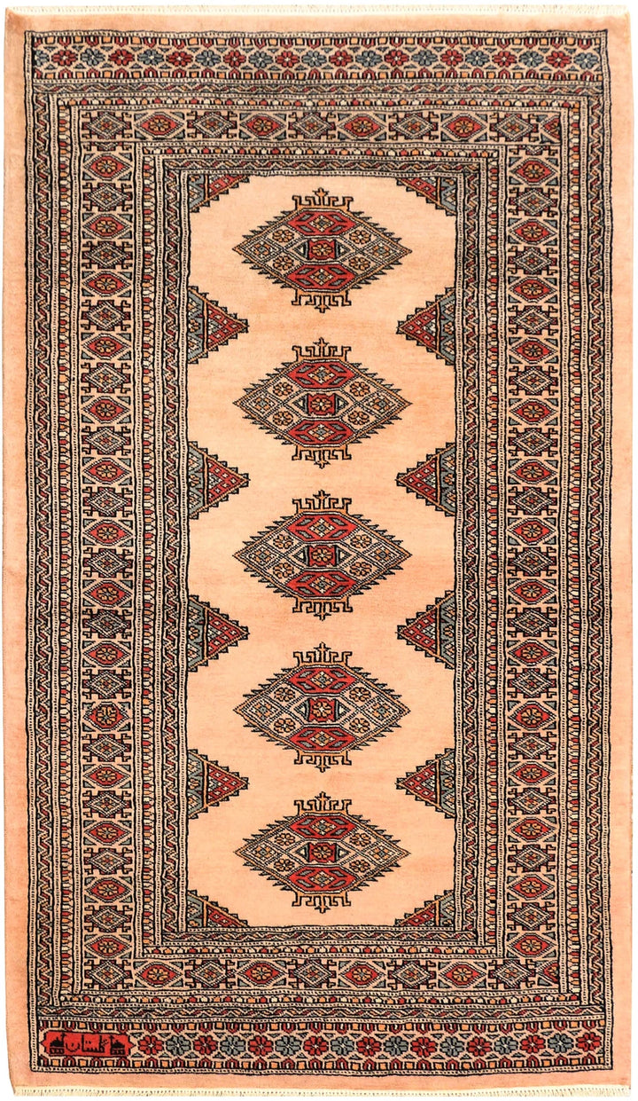 Brown Pakistani Jaldar Rug 3' 3" x 5' 7" Hand-Knotted | No. QA93642