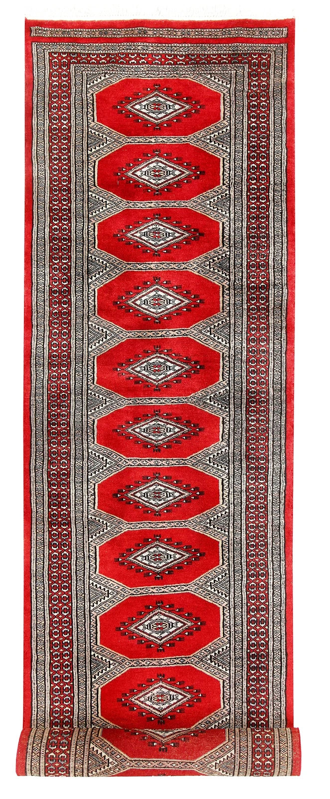 Red Pakistani Jaldar Rug 2' 3" x 9' Hand-Knotted | No. QA93646