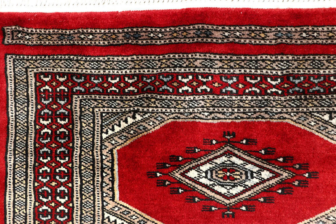 Red Pakistani Jaldar Rug 2' 3" x 9' Hand-Knotted | No. QA93646