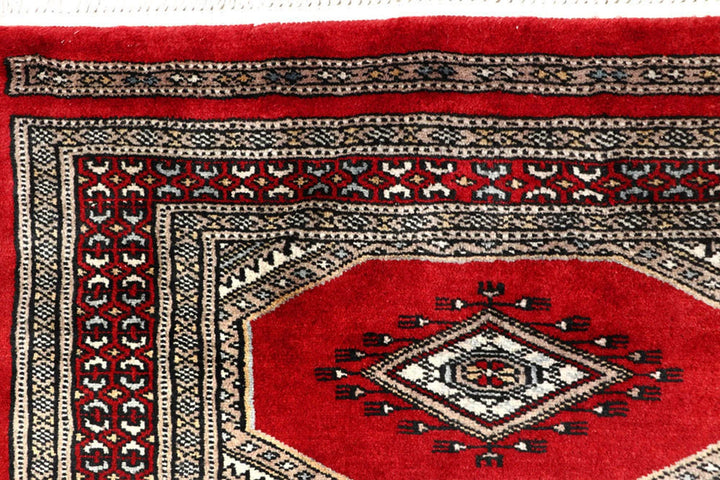 Red Pakistani Jaldar Rug 2' 3" x 9' Hand-Knotted | No. QA93646