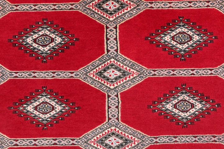 Dark Red Pakistani Jaldar Rug 5' 6" x 8' 5" Hand-Knotted | No. QA93669