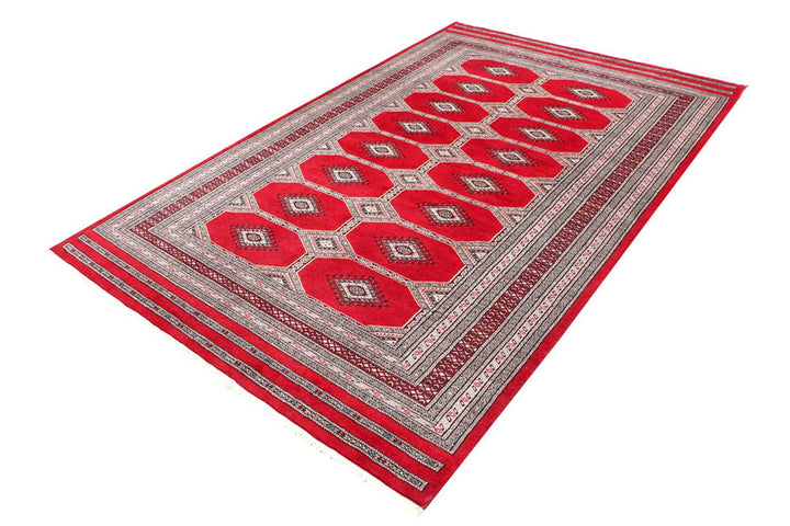 Dark Red Pakistani Jaldar Rug 5' 6" x 8' 5" Hand-Knotted | No. QA93669