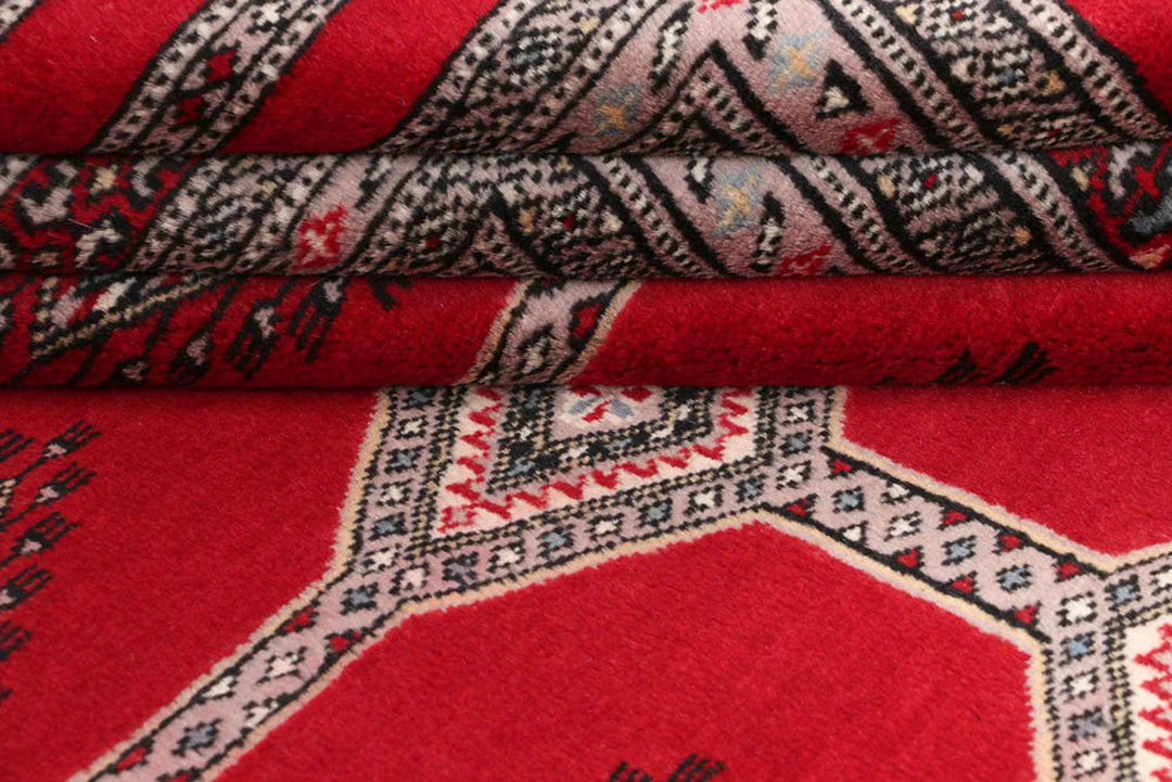 Dark Red Pakistani Jaldar Rug 5' 6" x 8' 5" Hand-Knotted | No. QA93669