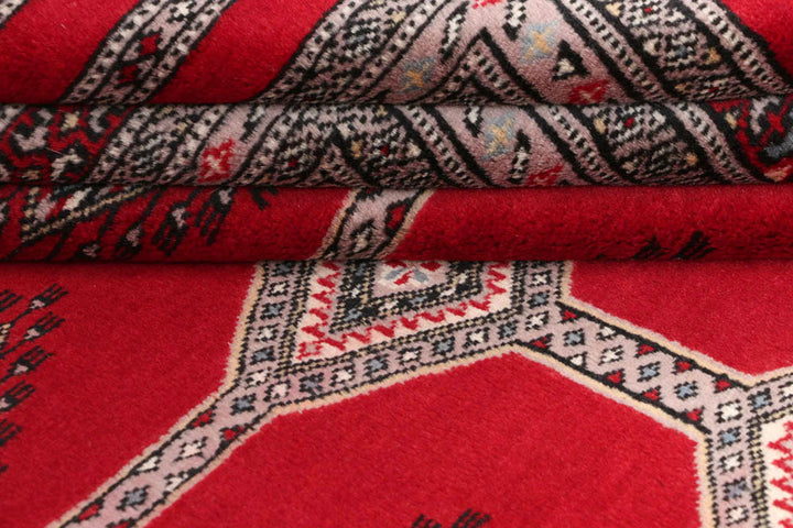 Dark Red Pakistani Jaldar Rug 5' 6" x 8' 5" Hand-Knotted | No. QA93669