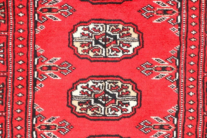 Red Pakistani Bokhara Rug 2' 6" x 7' 10" Hand-Knotted | No. QA93699