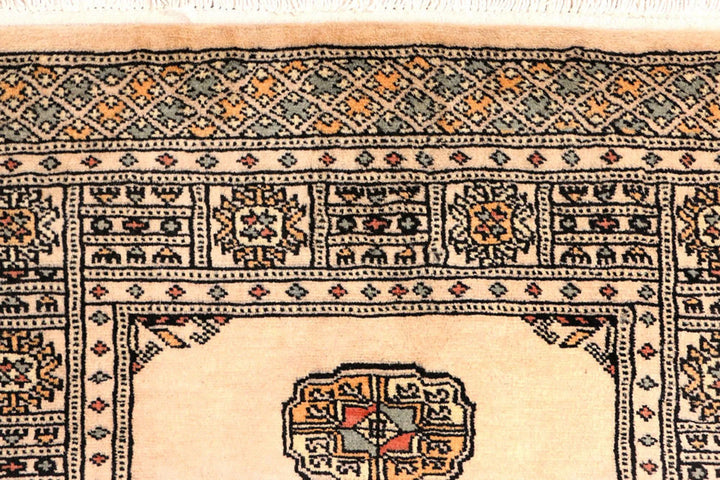 Antique White Pakistani Bokhara Rug 2' 7" x 9' 1" Hand-Knotted | No. QA93794
