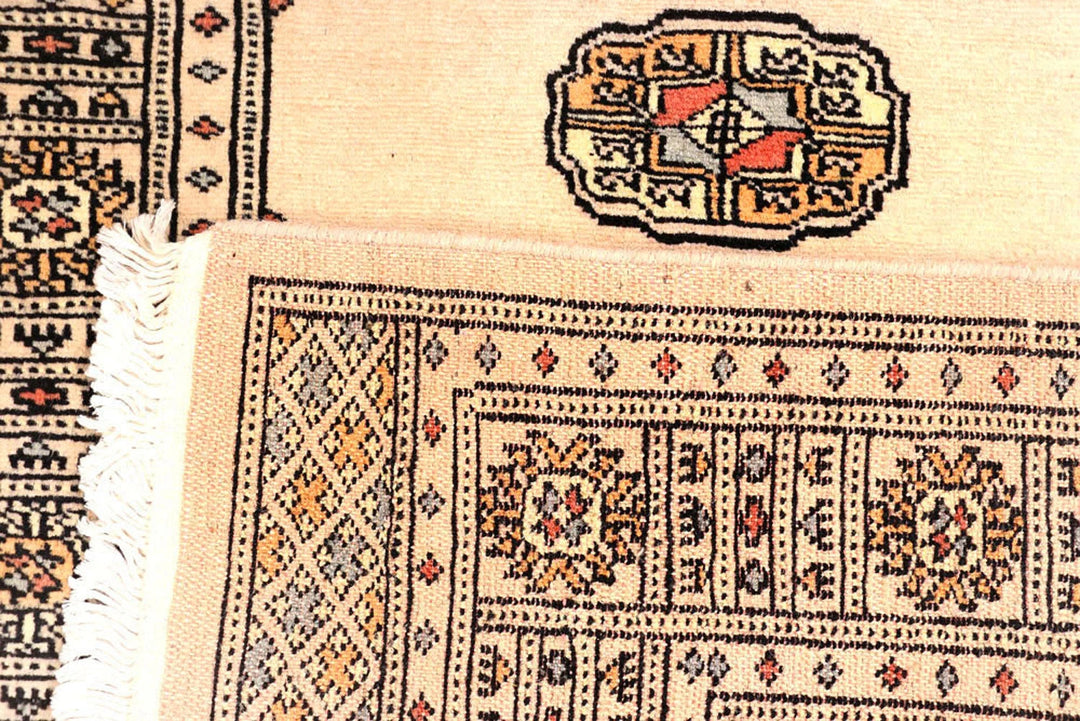 Antique White Pakistani Bokhara Rug 2' 7" x 9' 1" Hand-Knotted | No. QA93794