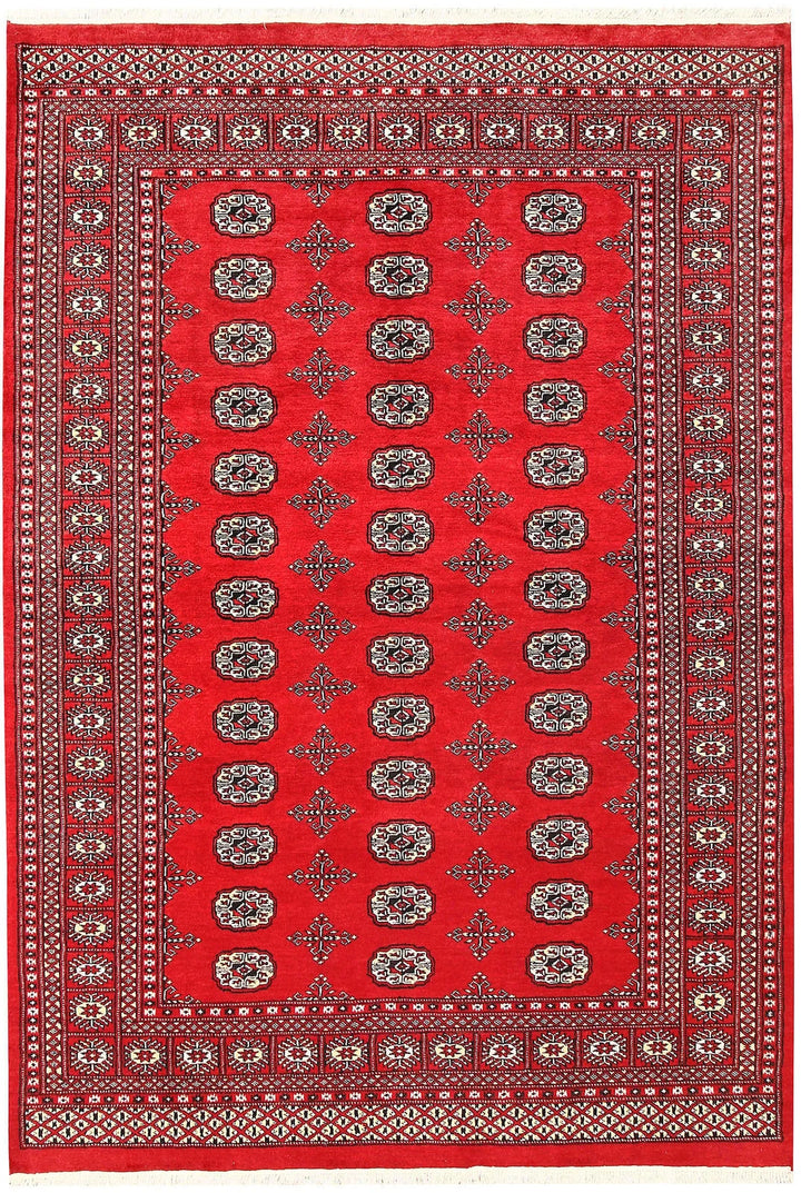 Red Bokhara Rug 5' 7" x 8' 2" Hand-Knotted | No. QA93797
