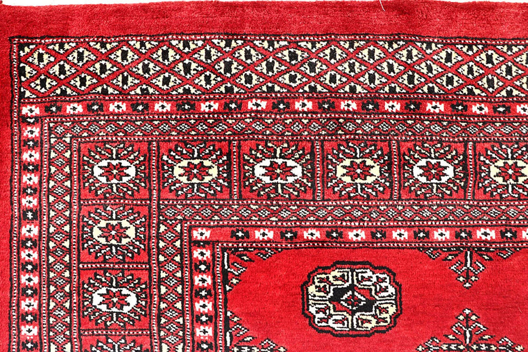 Red Bokhara Rug 5' 7" x 8' 2" Hand-Knotted | No. QA93797