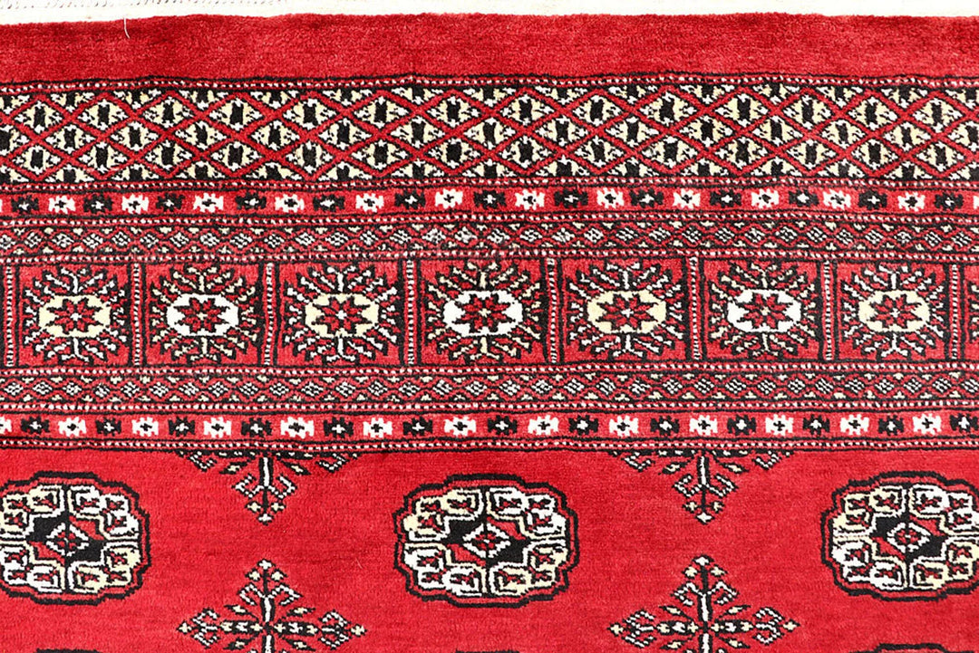 Red Bokhara Rug 5' 7" x 8' 2" Hand-Knotted | No. QA93797