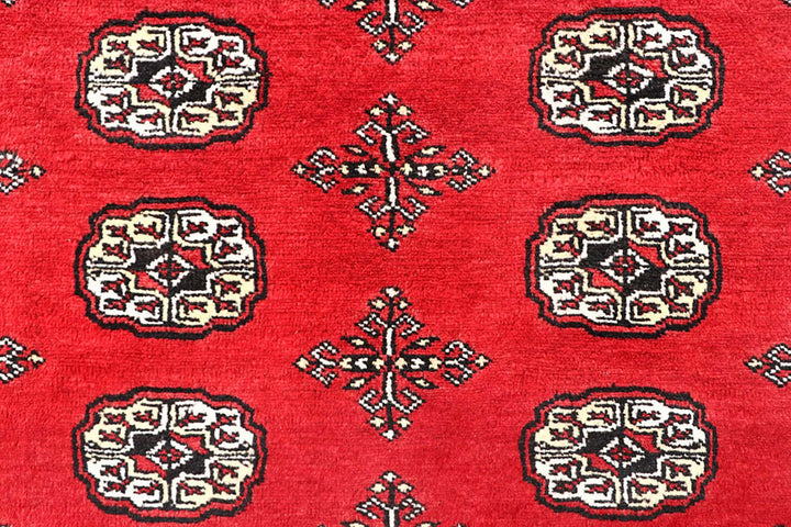 Red Bokhara Rug 5' 7" x 8' 2" Hand-Knotted | No. QA93797