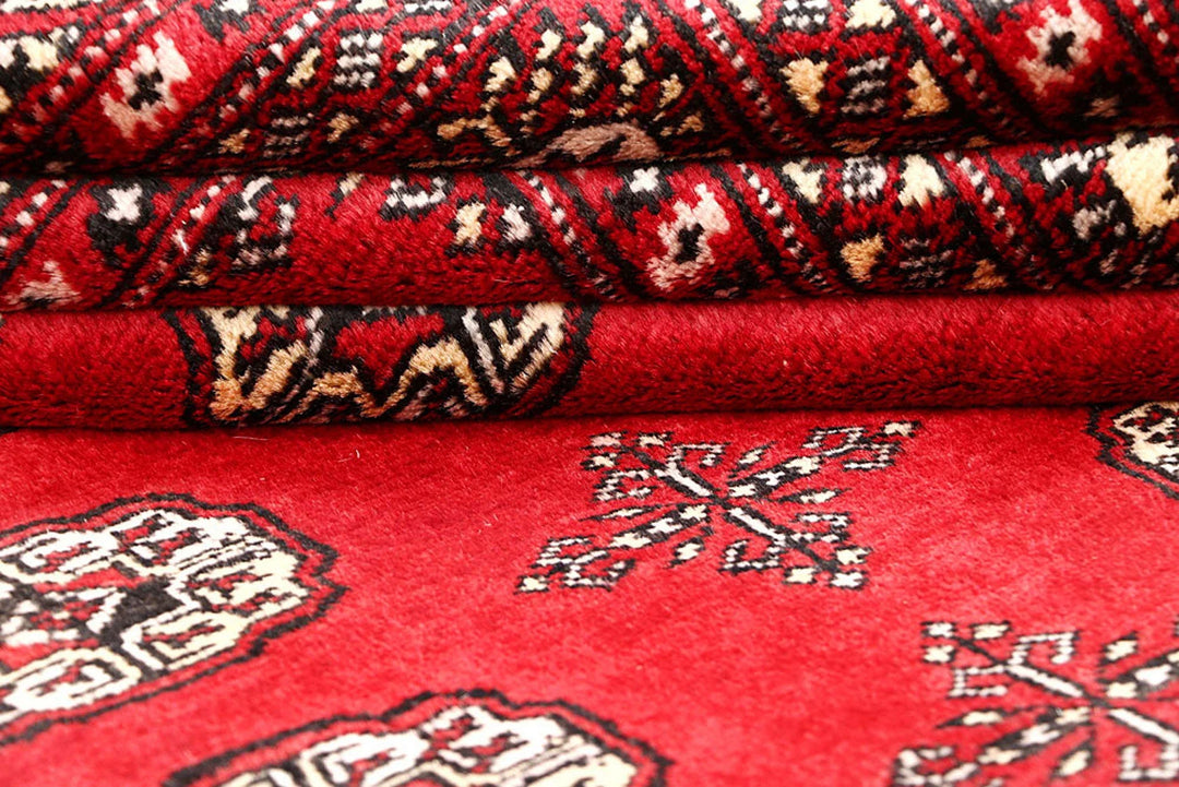 Red Bokhara Rug 5' 7" x 8' 2" Hand-Knotted | No. QA93797
