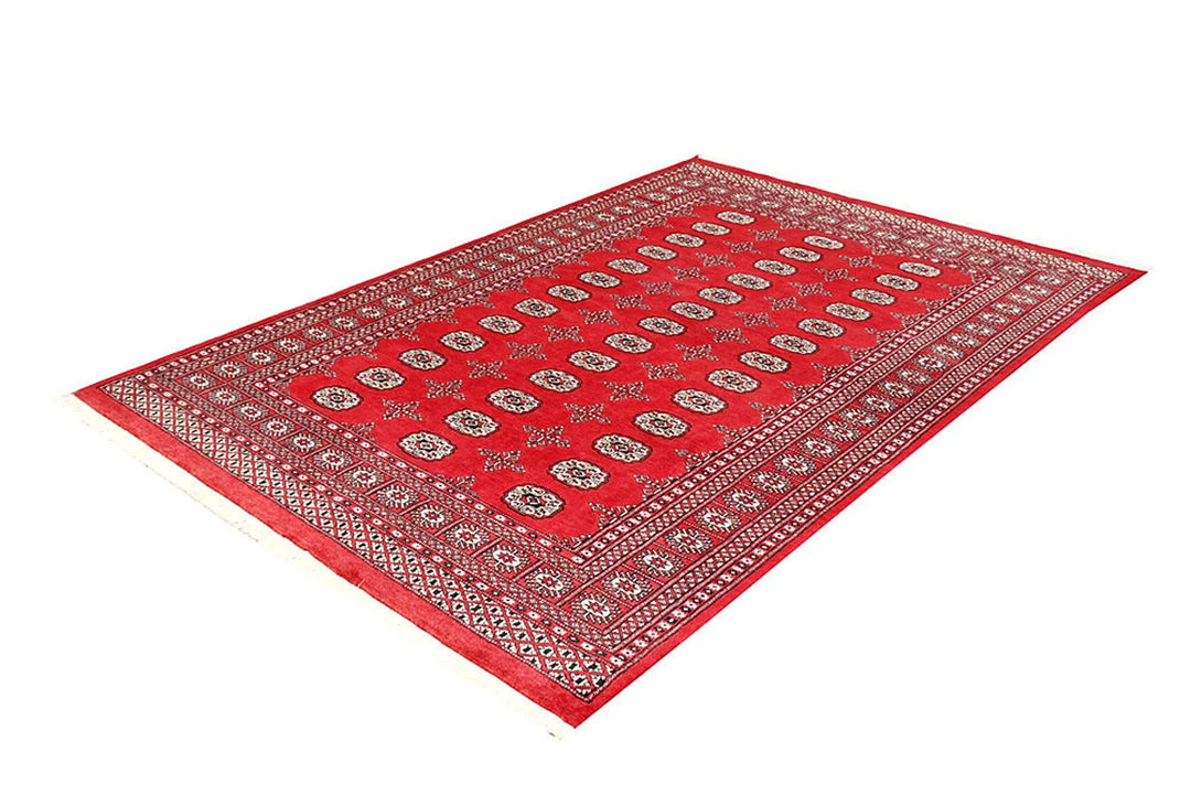 Red Bokhara Rug 5' 7" x 8' 2" Hand-Knotted | No. QA93797