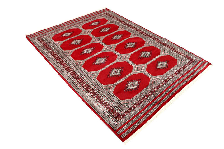 Red Pakistani Jaldar Rug 4' 7" x 6' 4" Hand-Knotted | No. QA93814