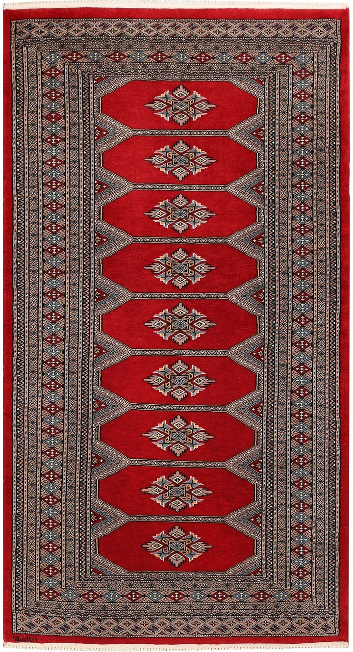 Dark Red Pakistani Jaldar Rug 3' 2" x 5' 9" Hand-Knotted | No. QA93822