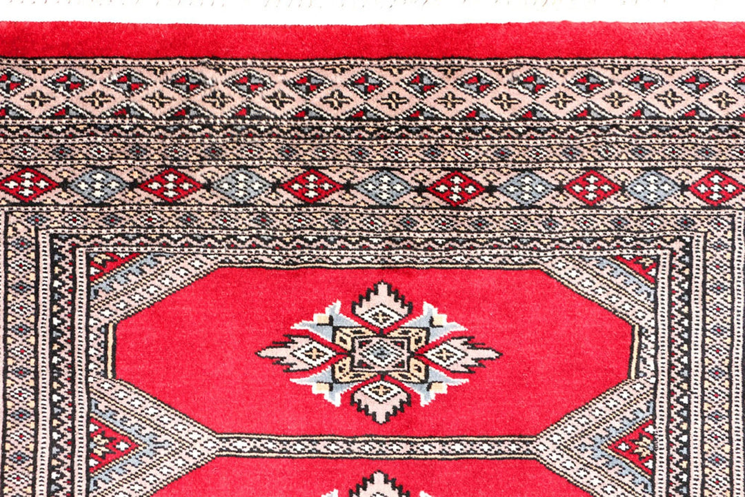 Dark Red Pakistani Jaldar Rug 3' 2" x 5' 9" Hand-Knotted | No. QA93822