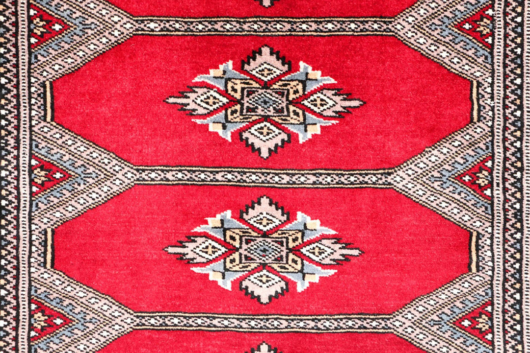 Dark Red Pakistani Jaldar Rug 3' 2" x 5' 9" Hand-Knotted | No. QA93822