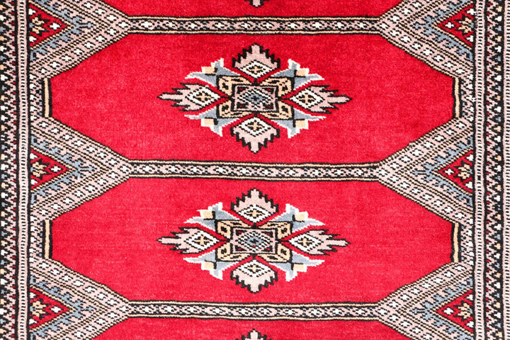 Dark Red Pakistani Jaldar Rug 3' 2" x 5' 9" Hand-Knotted | No. QA93822