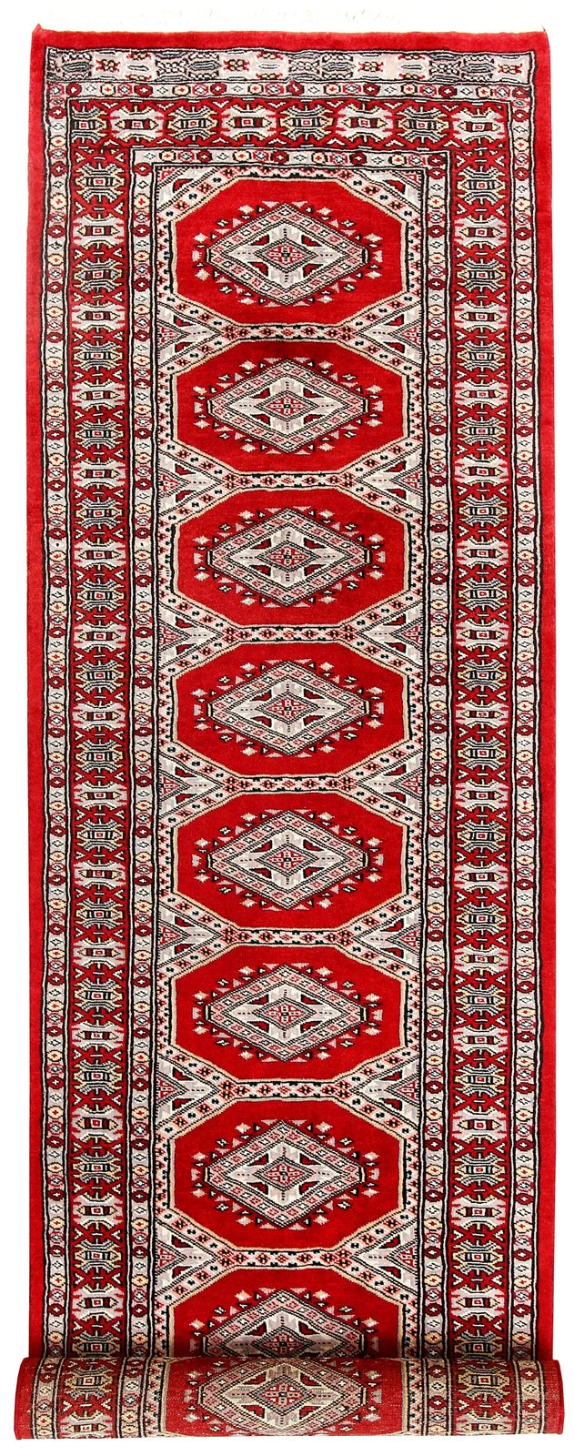 Red Pakistani Jaldar Rug 2' 4" x 9' 1" Hand-Knotted | No. QA93862