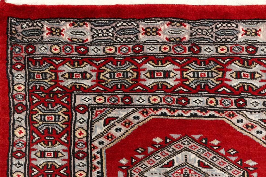 Red Pakistani Jaldar Rug 2' 4" x 9' 1" Hand-Knotted | No. QA93862