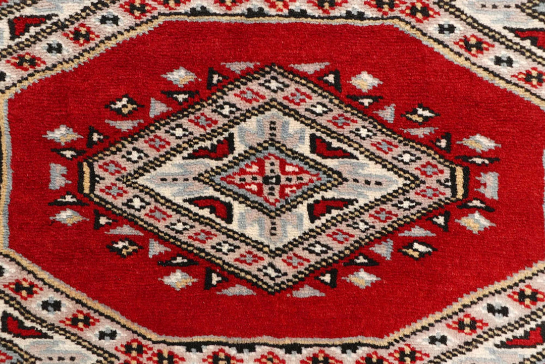 Red Pakistani Jaldar Rug 2' 4" x 9' 1" Hand-Knotted | No. QA93862
