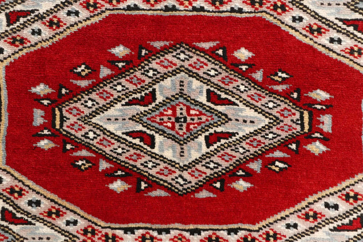 Red Pakistani Jaldar Rug 2' 4" x 9' 1" Hand-Knotted | No. QA93862