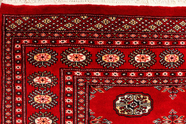 Red Bokhara Rug 4' 2" x 5' 9" Hand-Knotted | No. QA93866