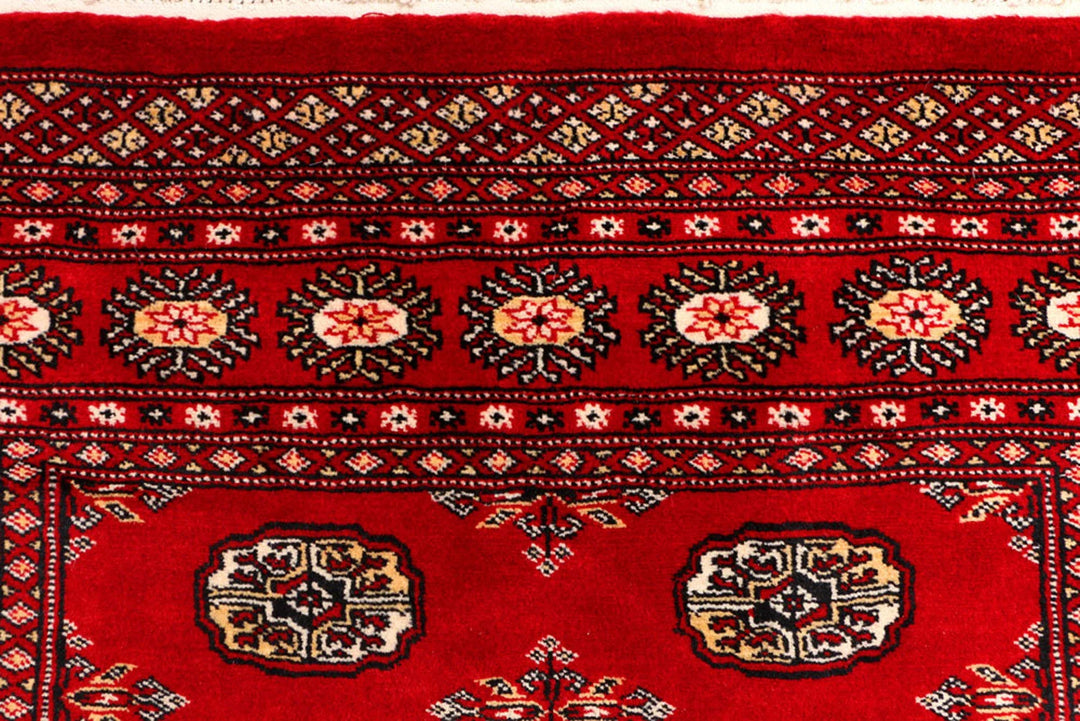 Red Bokhara Rug 4' 2" x 5' 9" Hand-Knotted | No. QA93866
