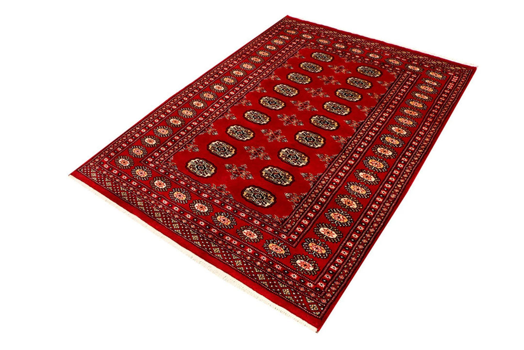 Red Bokhara Rug 4' 2" x 5' 9" Hand-Knotted | No. QA93866