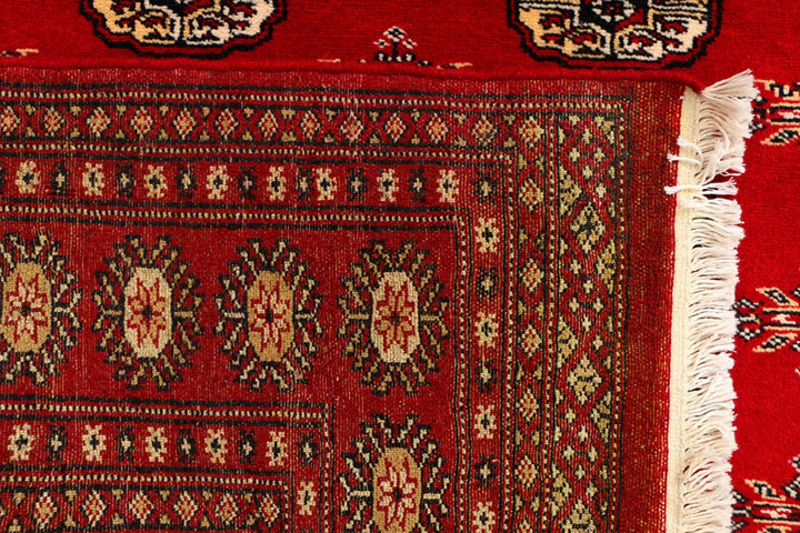 Red Bokhara Rug 4' 2" x 5' 9" Hand-Knotted | No. QA93866