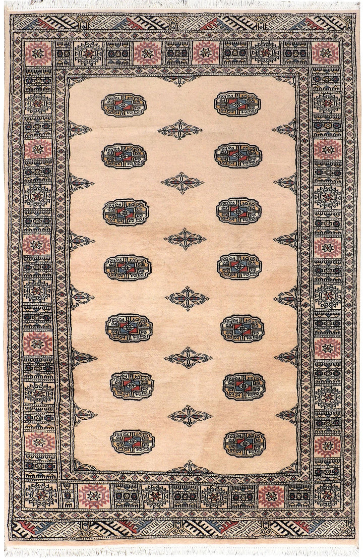 Brown Pakistani Bokhara Rug 4' x 6'1" Hand-Knotted | No. QA93899