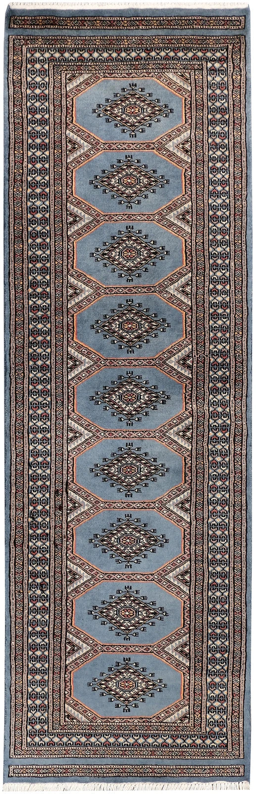 Light Slate Grey Pakistani Jaldar Rug 2' x 6'4" Hand-Knotted | No. QA94051