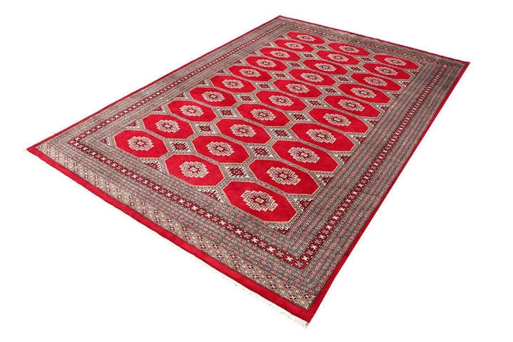 Firebrick Red Pakistani Jaldar Rug 6'6" x 9'9" Hand-Knotted | No. QA94067
