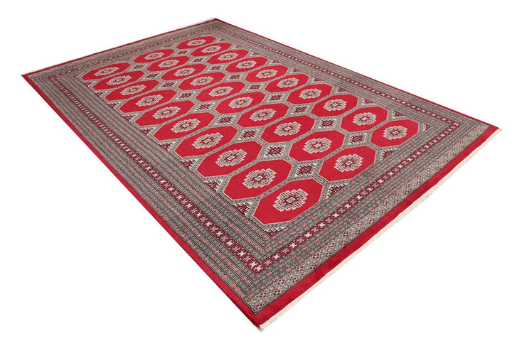 Firebrick Red Pakistani Jaldar Rug 6'6" x 9'9" Hand-Knotted | No. QA94067