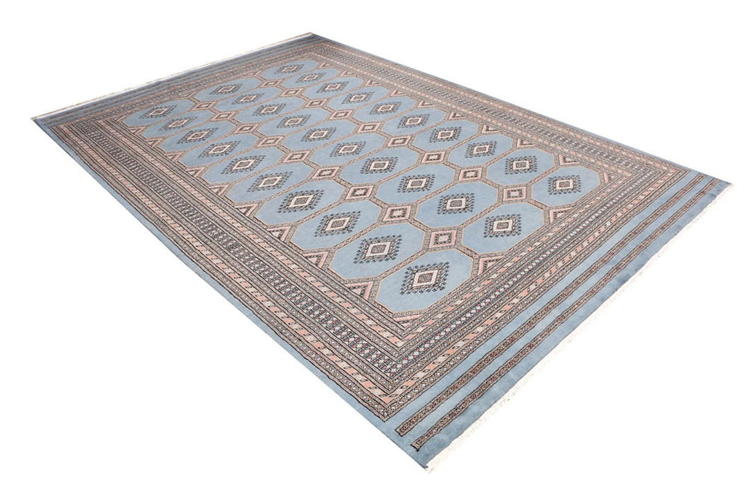 Light Slate Grey Pakistani Jaldar Rug 6' 7" x 9' 9" Hand-Knotted | No. QA94210