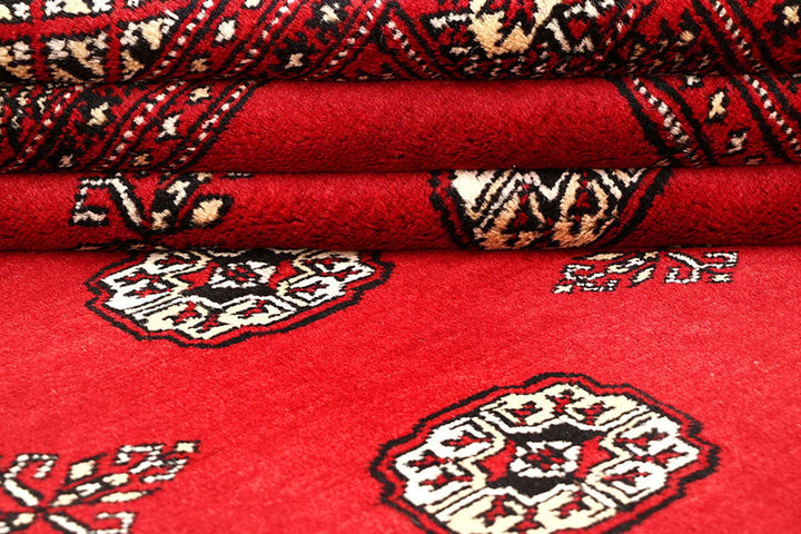 Red Pakistani Bokhara Rug 6' x 9'4" Hand-Knotted | No. QA94259