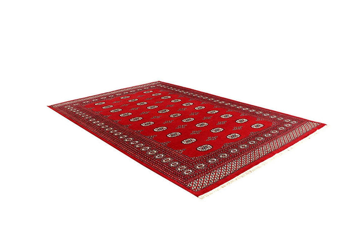 Red Pakistani Bokhara Rug 6' x 9'4" Hand-Knotted | No. QA94259