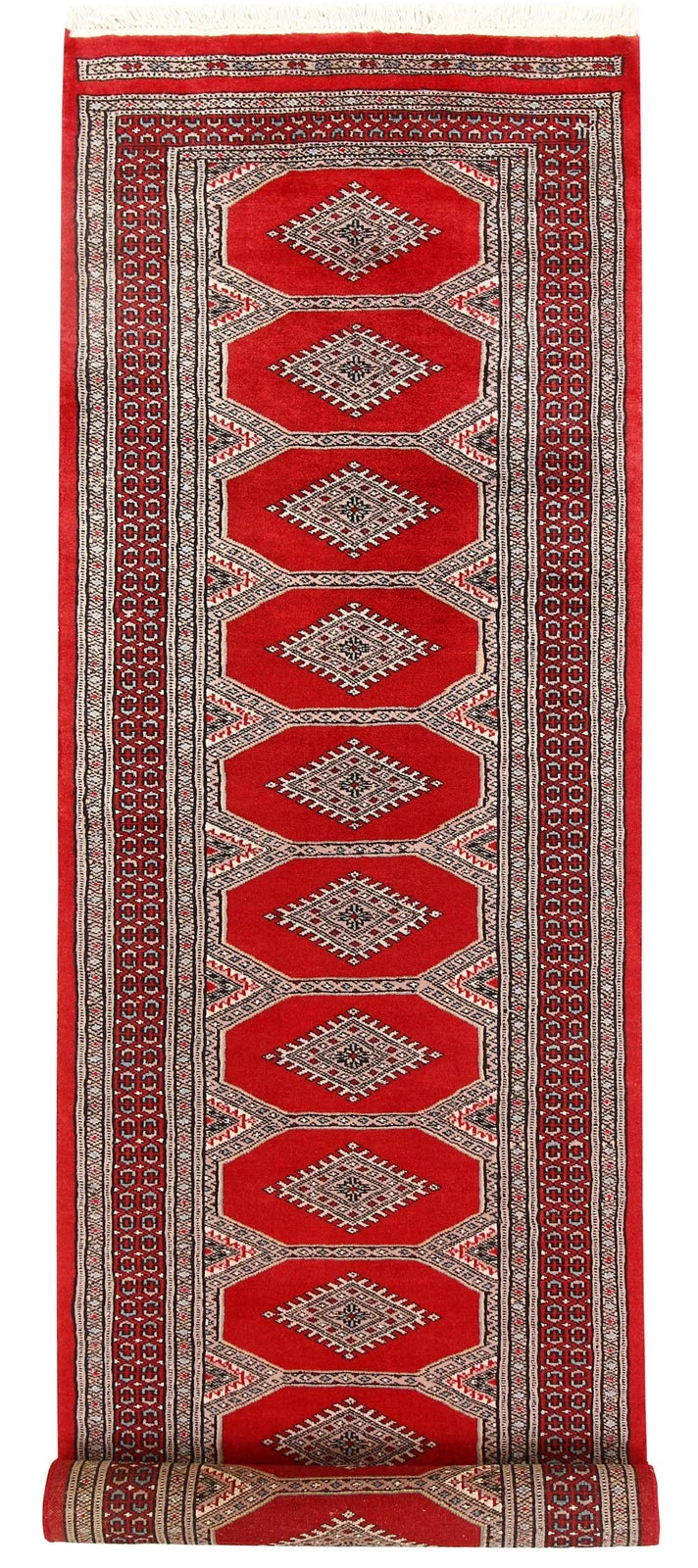 Red Pakistani Jaldar Rug 2' 4" x 8' 11" Hand-Knotted | No. QA94355
