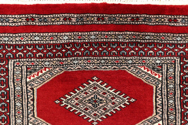 Red Pakistani Jaldar Rug 2' 4" x 8' 11" Hand-Knotted | No. QA94355