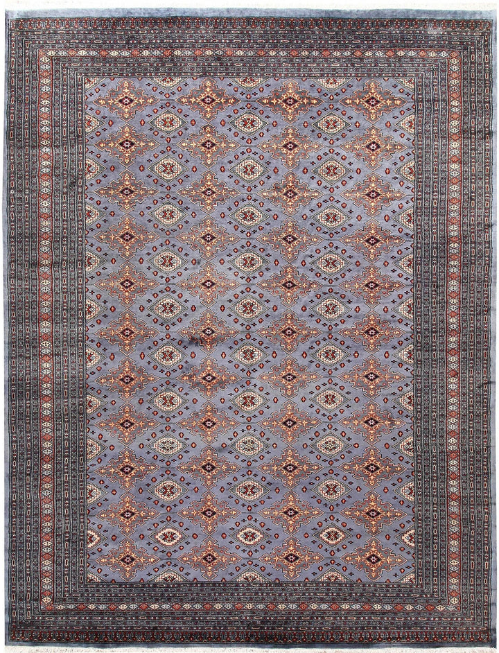 Silver Pakistani Jaldar Rug 8' 2" x 10' 7" Hand-Knotted | No. QA94430