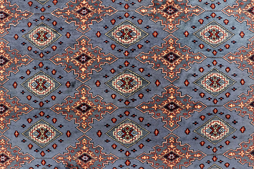 Silver Pakistani Jaldar Rug 8' 2" x 10' 7" Hand-Knotted | No. QA94430