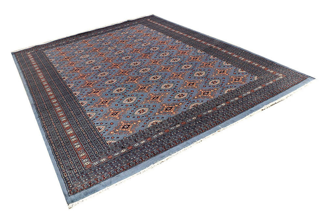 Silver Pakistani Jaldar Rug 8' 2" x 10' 7" Hand-Knotted | No. QA94430