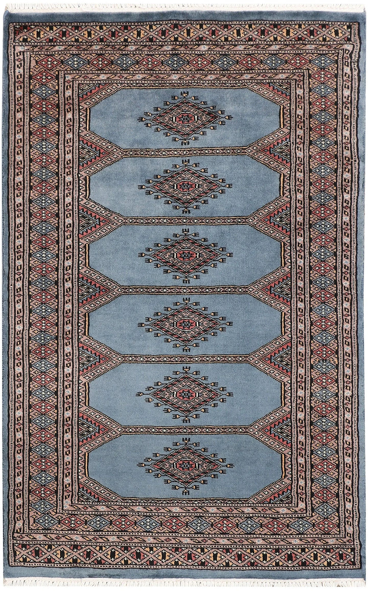 Light Slate Grey Pakistani Jaldar Rug 2' 7" x 4' Hand-Knotted | No. QA94446