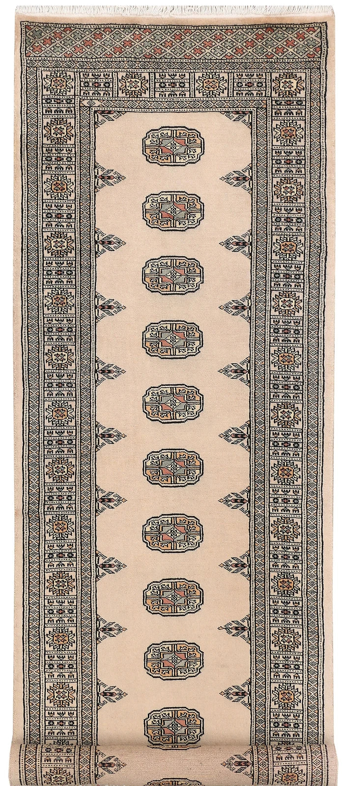 Brown Pakistani Bokhara Runner 2' 7" x 8' 2" Hand-Knotted | No. QA94537