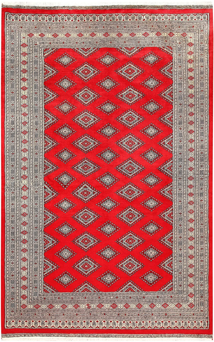 Red Pakistani Jaldar Rug 6' x 9' 5" Hand-Knotted | No. QA94682