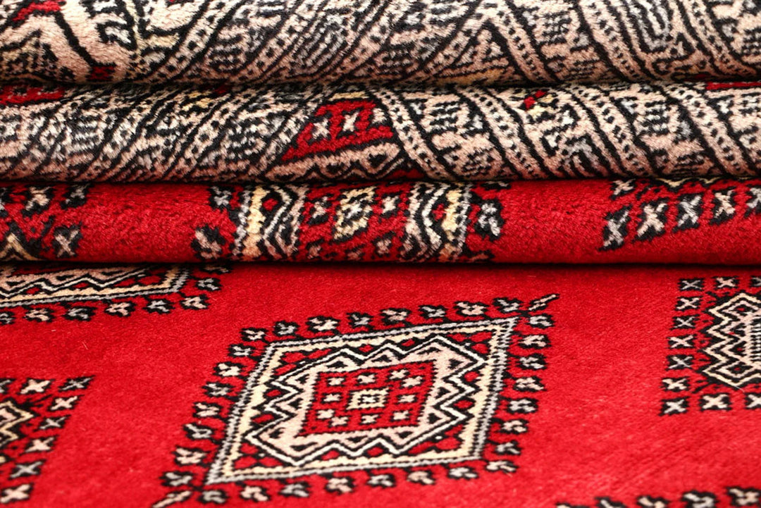 Red Pakistani Jaldar Rug 6' x 9' 5" Hand-Knotted | No. QA94682