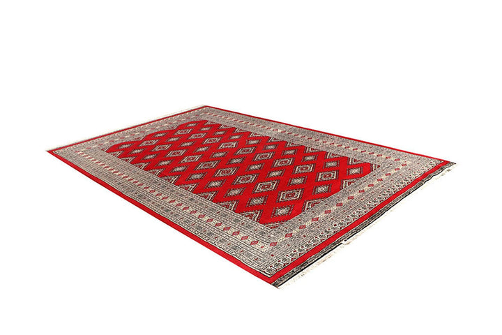 Red Pakistani Jaldar Rug 6' x 9' 5" Hand-Knotted | No. QA94682