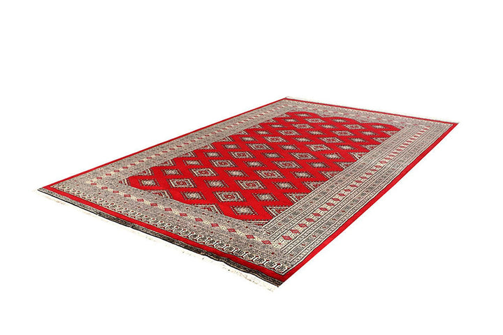 Red Pakistani Jaldar Rug 6' x 9' 5" Hand-Knotted | No. QA94682