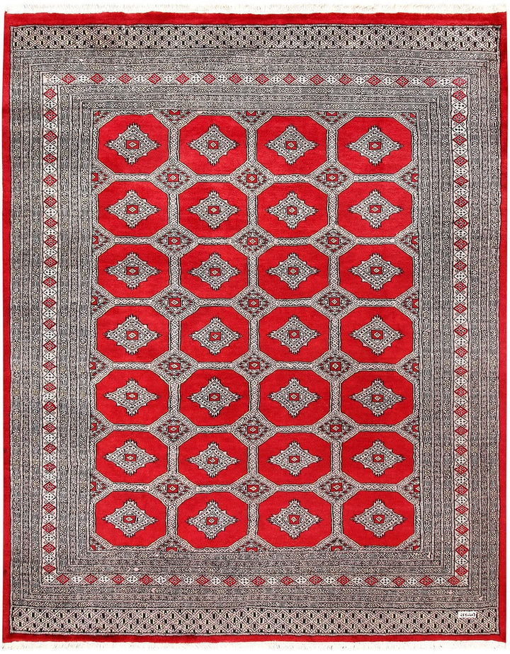 Firebrick Pakistani Jaldar Rug 6' 8" x 10' 4" Hand-Knotted | No. QA94765
