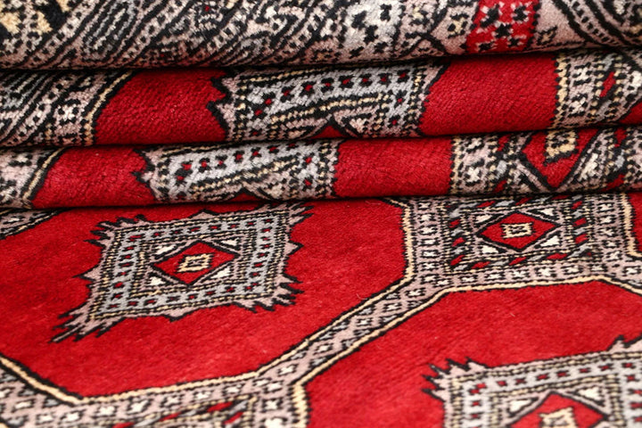 Firebrick Pakistani Jaldar Rug 6' 8" x 10' 4" Hand-Knotted | No. QA94765